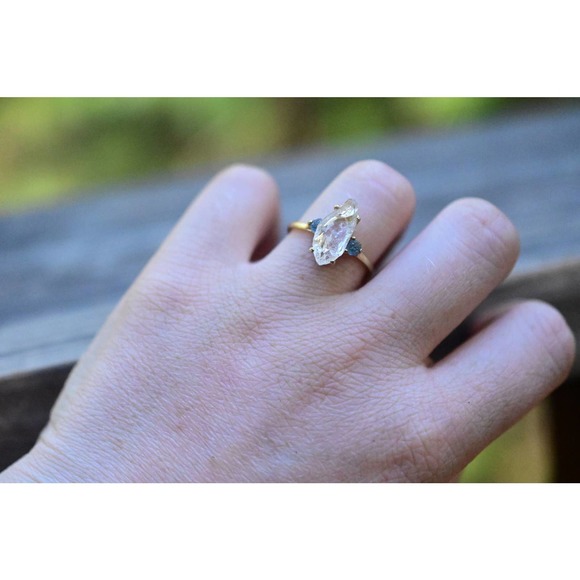 10k Solid Gold Raw Diamond Ring Engagement Ring Wedding Ring size 9 - Picture 1 of 9